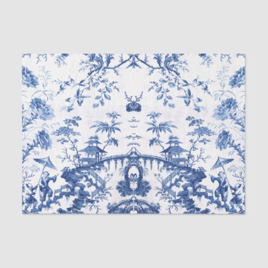Blue Chinoiserie Seidenpapier (Vorderseite)