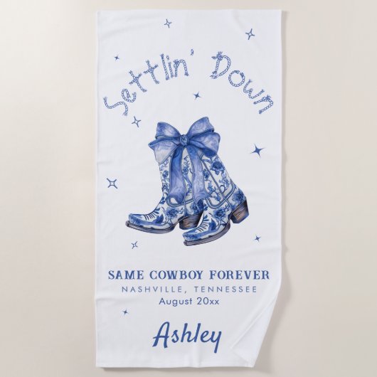 Blue Chinoiserie Settecentesimo Junggeselinnen-Abs Strandtuch (Vorderseite)