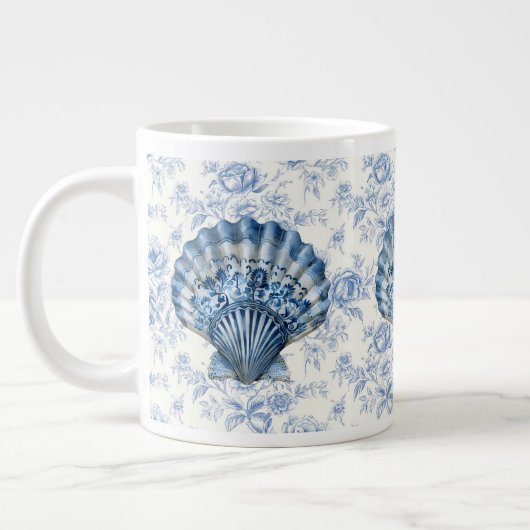 Blue Chinoiserie Shell Jumbo Ceramic Mug Jumbo-Tasse (Links)