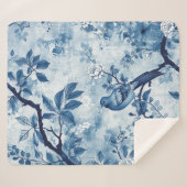 Blue Chinoiserie Sherpa Blanket Geschenk für Fraue Sherpadecke (Vorderseite (Horizontal))