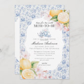 Blue Chinoiserie Tee Party Babydusche Einladung (Vorne/Hinten)