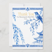 Blue Chinoiserie "Thank You"   Sign Einladung (Vorderseite)