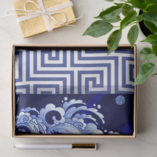 Blue Chinoiserie Tiger Blue Flow Decoute Seidenpapier (Geschenk)