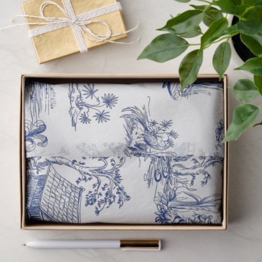 Blue Chinoiserie Tiger Blue Flow Decoute Seidenpapier (Geschenk)