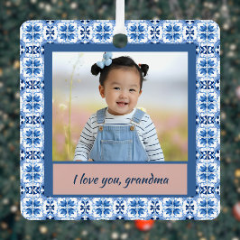 Blue Chinoiserie Tile Foto Gran Café Ornament Aus Metall