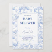 Blue Chinoiserie Toile de Jouy Baby Dusche Einladung (Vorderseite)