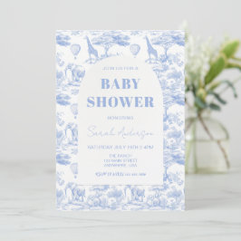 Blue Chinoiserie Toile de Jouy Baby Dusche Einladung
