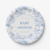 Blue Chinoiserie Toile de Jouy Baby Dusche Pappteller (Vorderseite)