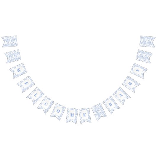 Blue Chinoiserie Toile de Jouy Baby Dusche Wimpelkette (Alle)