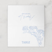 Blue Chinoiserie Toile de Jouy Tischplatze Platzkarte (Außenseite Aufgefaltet)