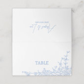 Blue Chinoiserie Toile de Jouy Tischplatze Platzkarte (Außenseite Aufgefaltet)