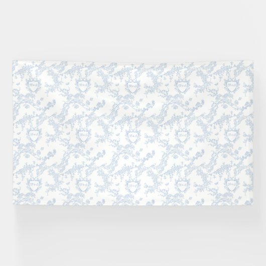Blue Chinoiserie Toile de Jouy Wedding Banner (Horizontal)