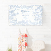 Blue Chinoiserie Toile de Jouy Wedding Banner (Insitu)