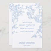 Blue Chinoiserie Toile de Jouy Wedding Einladung (Vorne/Hinten)