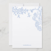 Blue Chinoiserie Toile de Jouy Wedding Einladung (Rückseite)
