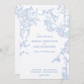 Blue Chinoiserie Toile de Jouy Wedding Einladung (Vorne/Hinten)