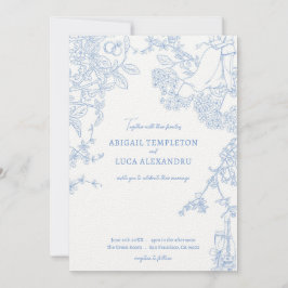 Blue Chinoiserie Toile de Jouy Wedding Einladung
