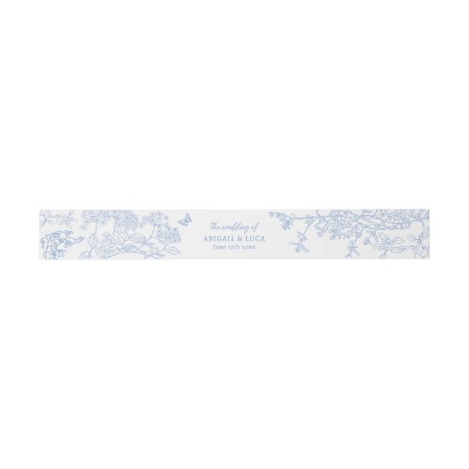Blue Chinoiserie Toile de Jouy Wedding Einladungsbanderole (Flach)