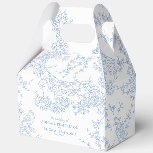 Blue Chinoiserie Toile de Jouy Wedding Geschenkschachtel (Vorderseite)