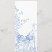 Blue Chinoiserie Toile de Jouy Wedding Menükarte (Rückseite)