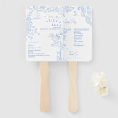 Blue Chinoiserie Toile de Jouy Wedding Programm Fächer (Vorne und Hinten)