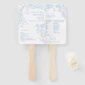 Blue Chinoiserie Toile de Jouy Wedding Programm Fächer (Vorne und Hinten)