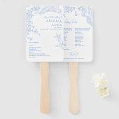 Blue Chinoiserie Toile de Jouy Wedding Programm Fächer (Vorne und Hinten)