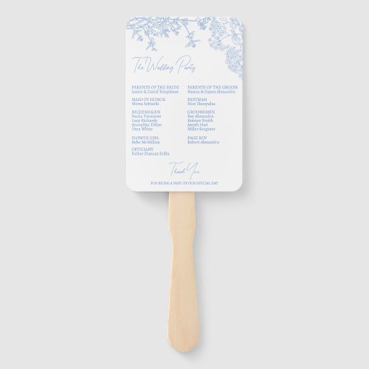 Blue Chinoiserie Toile de Jouy Wedding Programm Fächer (Rückseite)