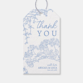 Blue Chinoiserie Toile de Jouy Wedding Programm Geschenkanhänger