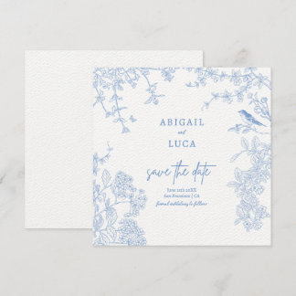 Blue Chinoiserie Toile de Jouy Wedding Rett Date Einladung