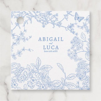 Blue Chinoiserie Toile de Jouy Wedding Rett Date Geschenkanhänger