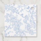 Blue Chinoiserie Toile de Jouy Wedding Rett Date Geschenkanhänger (Rückseite)