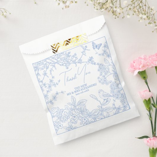 Blue Chinoiserie Toile de Jouy Wedding Rett Date Geschenktütchen (Versiegelt)