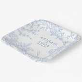 Blue Chinoiserie Toile de Jouy Wedding Rett Date Pappteller (Gewinkelt)