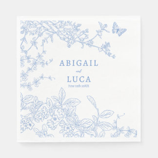 Blue Chinoiserie Toile de Jouy Wedding Rett Date Serviette