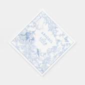 Blue Chinoiserie Toile de Jouy Wedding Rett Date Serviette (Ecke)