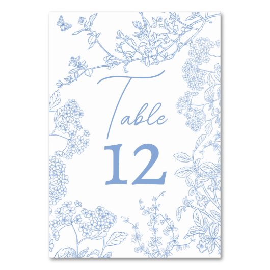 Blue Chinoiserie Toile de Jouy Wedding Rett Date Tischnummer (Rückseite)