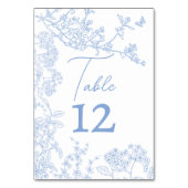 Blue Chinoiserie Toile de Jouy Wedding Rett Date Tischnummer (Vorderseite)