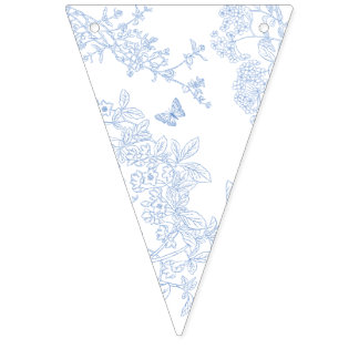 Blue Chinoiserie Toile de Jouy Wedding Rett Date Wimpelkette