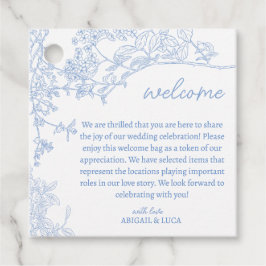 Blue Chinoiserie Toile de Jouy Wedding Willkommen Geschenkanhänger