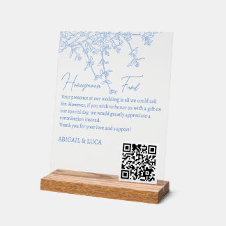 Blue Chinoiserie Toile Honeymoon Fond Gute Wünsche Acrylschild