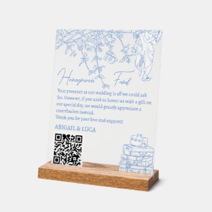 Blue Chinoiserie Toile Honeymoon Fond Gute Wünsche Acrylschild