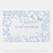 Blue Chinoiserie Toile Jouy Wedding Welcome Sign Acrylschild (Vorderseite)