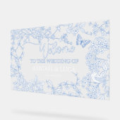 Blue Chinoiserie Toile Jouy Wedding Welcome Sign Acrylschild (Winkel)