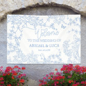 Blue Chinoiserie Toile Jouy Wedding Welcome Sign Banner