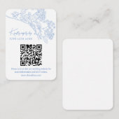 Blue Chinoiserie Toile Weddin Website UAWG QR-Code Begleitkarte (Vorne/Hinten)