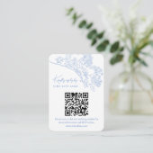 Blue Chinoiserie Toile Weddin Website UAWG QR-Code Begleitkarte (Stehend Vorderseite)