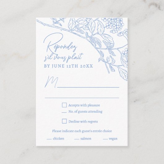 Blue Chinoiserie Toile Wedding Website UAWG Begleitkarte (Vorderseite)