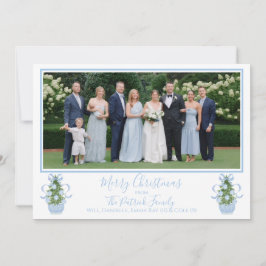 Blue Chinoiserie Tree Weihnachts-Fotokarte Einladung