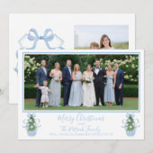 Blue Chinoiserie Tree Weihnachts-Fotokarte Einladung (Vorne/Hinten)